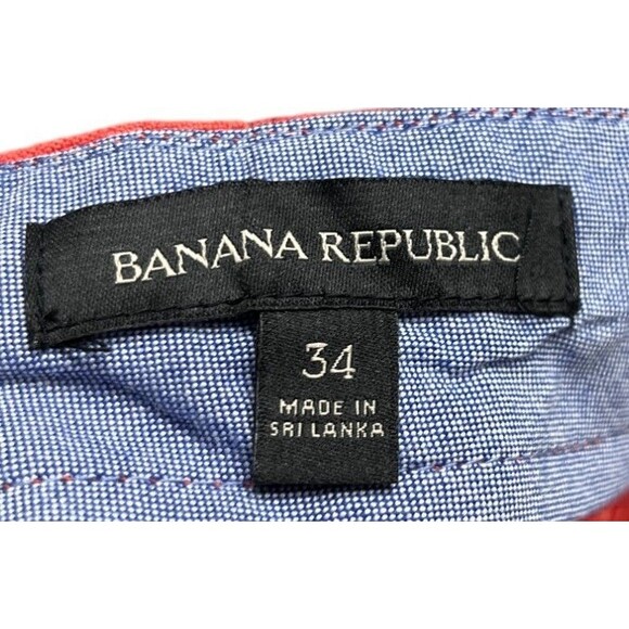Banana Republic Shorts Men's Size 34 Red 100% Linen - Picture 5 of 6